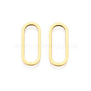 Ion Plating(IP) 201 Stainless Steel Linking Rings, Oval, Real 18K Gold Plated, 20x8x1mm(STAS-N091-140LG)