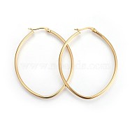 201 Stainless Steel Hoop Earrings, with 304 Stainless Steel Pin, Hypoallergenic Earrings, Oval, Golden, 12 Gauge, 55x43.5x2mm, Pin: 1mm(EJEW-A052-15C-G)