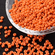 8/0 Glass Seed Beads, Opaque Colours Seed, Small Craft Beads for DIY Jewelry Making, Round, Round Hole, Dark Orange, 8/0, 3mm, Hole: 1mm, about 1111pcs/50g, 50g/bag, 18bags/2pounds(SEED-US0003-3mm-50)