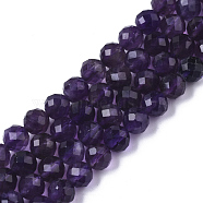 Natural Amethyst Beads Strands, Round, Faceted, 6mm, Hole: 0.7mm, about 61pcs/Strand, 14.65 inch(37.2cm)(G-R465-03C-G)
