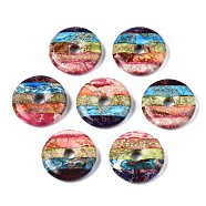 Rainbow Color Natural Imperial Jasper Pendants, Dyed, Donut/Pi Disc, 26x6mm, Hole: 5mm(G-S359-324)