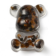 Resin Display Decorations, with Natural Tiger Eye Chips Inside, Bear, 53.5~53.8x41~41.5x17.5~21mm(DJEW-H001-B23)