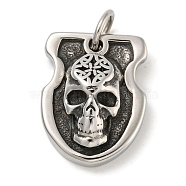 316 Surgical Stainless Steel Pendants, Skull, Antique Silver, 39x30x12mm, Hole: 10mm(STAS-Z073-74AS-02)