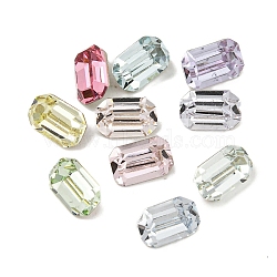 Glass Rhinestone Cabochons, Flat Back & Back Plated, Faceted, Recctangle, Mixed Color, 6x4x3mm(RGLA-L029-18A)