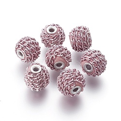 Handmade Indonesia Beads, with Aluminium Chains, Round, Plum, 16.5~18x14~15mm, Hole: 3~3.5mm(IPDL-F027-04)