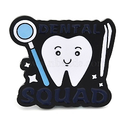 Take Care of Tooth Theme Word Tooth with Word Square Enamel Pins, Alloy Brooches for Backpack Clothes, Word, 34.5x39.5mm(JEWB-D279-07B-01)