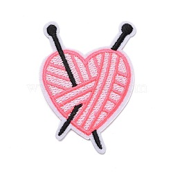 Computerized Embroidery Cloth Iron on/Sew on Patches, Costume Accessories, Appliques, Heart, Pink, 68x49x1.5mm(DIY-E025-F07-A)