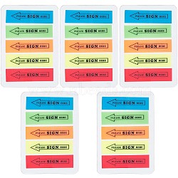 5 Colors Neon Color PET Please Sign Here Arrow Index Tabs, Sign Here Sticky Note Flags Label Tags, Mixed Color, 56x77x1.6mm, Sticker: 45.5x12x0.1mm(DIY-WH0032-29)