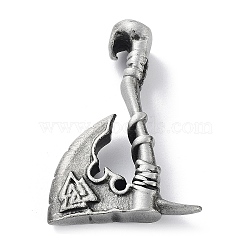 Tibetan Style Alloy Pendants, Frosted, Axe with Valknut Charm, Antique Silver, 40.5x30x12mm, Hole: 6mm(PALLOY-H133-12AS)