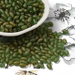 Transparent Colours Glass Seed Beads, Round Hole, Oval, Olive Drab, 5.5~6x3.5~4mm, Hole: 0.8mm, about 450pcs/50g(X-SEED-F006-03A-04)