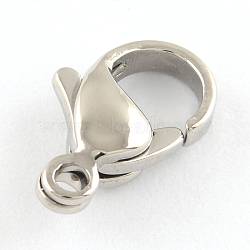 Tarnish Resistant Polished 316 Surgical Stainless Steel Lobster Claw Clasps, Parrot Trigger Clasps, Stainless Steel Color, 9x6x3mm, Hole: 1mm(STAS-R072-15A)