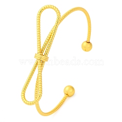 Bowknot Brass Cuff Bangles for Women, Lead Free & Cadmium Free, Golden, Inner Diameter: 2-1/8 inch(5.5cm)(BJEW-F477-05G)