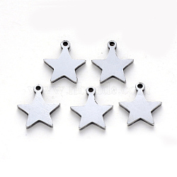 304 Stainless Steel Charms, Laser Cut, Star, Stainless Steel Color, 12x11x1mm, Hole: 1.2mm(STAS-N092-50)