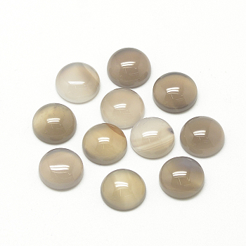 Natural Gray Agate Cabochons, Half Round/Dome, 16x6mm