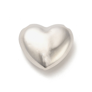 Rack Plating Brass Beads, Cadmium Free & Lead Free, Long-Lasting Plated, Hollow Heart, Platinum, 36x40.5x16mm, Hole: 4.5mm