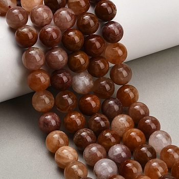 Natural Red Hematoid Quartz Beads Strands, Smooth Round, 10mm, Hole: 1mm, about 37pcs/strand, 15.20~15.43''(38.6~39.2cm)