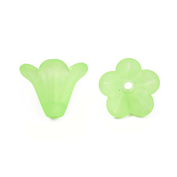 Frosted Acrylic Beads, Flower, Pale Green, 10x13.5mm, Hole: 1.8mm, about 1600pcs/500g