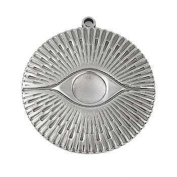 Anti-Tarnish 304 Stainless Steel Pendants, Flat Round Charm, Stainless Steel Color, 26x24x2.5mm, Hole: 1.5mm