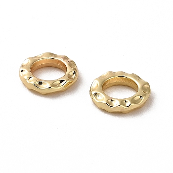 Rack Plating Zinc Alloy Linking Rings, Long-Lasting Plated, Round Ring, Hammered, Real 18K Gold Plated, 10x2mm, Inner Diameter: 5.2mm