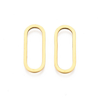 Ion Plating(IP) 201 Stainless Steel Linking Rings, Oval, Real 18K Gold Plated, 20x8x1mm