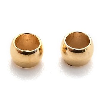 Brass Beads, Long-Lasting Plated, Column, Real 24K Gold Plated, 2.5x2mm, Hole: 1.5mm