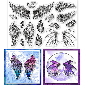 Custom PVC Plastic Clear Stamps, for DIY Scrapbooking, Photo Album Decorative, Cards Making, Wing, 160x110x3mm