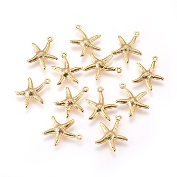 304 Stainless Steel Charms, Starfish/Sea Stars, Golden, 17x15x2mm, Hole: 1mm
