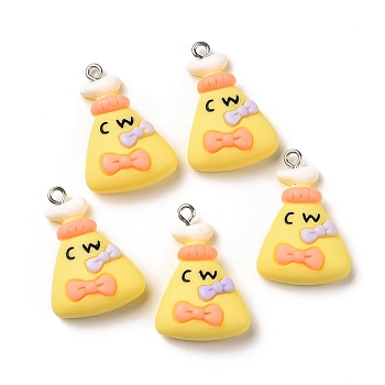 Opaque Resin Pendants, with Platinum Tone Iron Loops, Bottle with Bowknot & Word Cw, Light Khaki, 28.5x19x8mm, Hole: 2mm