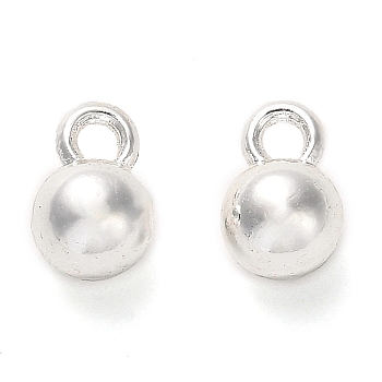 Rack Plating Alloy Charms, Round, Silver, 9x6mm, Hole: 1.6mm
