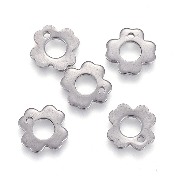 304 Stainless Steel Charms, Laser Cut, Hollow, Clover, Stainless Steel Color, 10x10x1mm, Hole: 1.2mm
