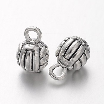 Sports Theme Tibetan Style Alloy Volleyball Charms, Cadmium Free & Lead Free, Antique Silver, 15x9x2mm, Hole: 4mm