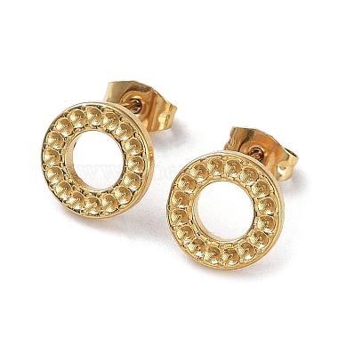 Real 18K Gold Plated Ring 304 Stainless Steel Stud Earring Findings