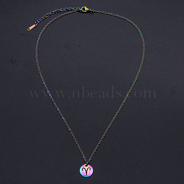 Collier pendentif constellation en acier titane couleur arc-en-ciel pour hommes femmes(ZODI-PW0001-039A)-2