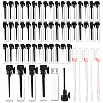 150Pcs Glass Refillable Perfume Bottles, with Plastic Cap, 20Pcs Plastic Dropper, Black, 0.9x3.95cm, Capacity: 1ml(0.03fl. oz)(AJEW-OC0013-60B)