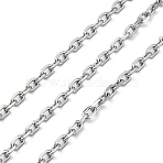 304 Stainless Steel Cable Chains, Soldered, Stainless Steel Color, 4x3x1mm(CHS-M009-12P-07)