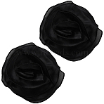 Flower Polyester Multi-strand Brooches, Black, 150mm(JEWB-WH20003-05C)