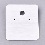 Plastic Jewelry Display Cards, for Hanging Earring Display, Rectangle, White, 45.5x40x4.5mm, Hole: 1.4mm and 6mm, 100sheets/bag(DIY-K032-04)