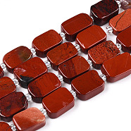 Natural Red Jasper Beads Strands, with Seed Beads, Rectangle, 12~13.5x7.5~9x4~5.5mm, Hole: 0.9mm, about 28pcs/strand, 15.35''(39~40cm)(G-T138-18)