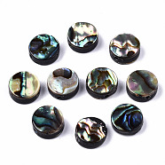Natural Abalone Shell/Paua Shell Beads, Flat Round, Colorful, 8.5x3.5mm, Hole: 0.8mm(SSHEL-T014-14A)