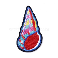Computerized Embroidery Cloth Iron On/Sew On Patches, Costume Accessories, Appliques, Conch, Colorful, 70x39x1.5mm(DIY-D031-K02)