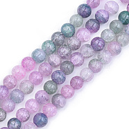 Crackle Glass Beads Strands, Dyed & Heated, Round, Plum, 8x7mm, Hole: 1.8mm, about 104~107pcs/strand, 30.12 inch~30.91 inch(76.5~78.5cm)(GLAA-N046-004A-09)