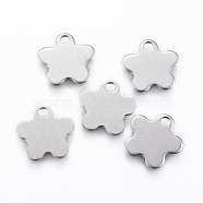 201 Stainless Steel Charms, Flower, Stainless Steel Color, 11.5x12x0.8mm, Hole: 2mm(STAS-K154-13P)