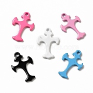 Spray Painted 201 Stainless Steel Charms, Cross Charms, Halloween Jewelry, Mixed Color, 14x9.5x1mm, Hole: 1.2mm(X-STAS-G304-26)