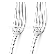 Globleland Word Pattern 304 Stainless Steel Fork, with Coated Paper Cutlery Storage Box, Lollipop Pattern, 200x24mm, Fork: 2pcs/box(AJEW-GL0001-17C)