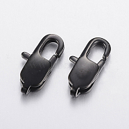 304 Stainless Steel Lobster Claw Clasps, Electrophoresis Black, 13x6x3mm, Hole: 1.5x2mm(STAS-F148-13x6-08B)