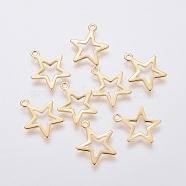 304 Stainless Steel Charms, Star, Golden, 14.5x12.5x0.7mm, Hole: 1.4mm(X-STAS-L234-095G)