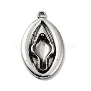 Tibetan Style Alloy Pendants, Oval, Antique Silver, 41.5x24x4mm, Hole: 2.5mm(TIBE-L012-019AS)