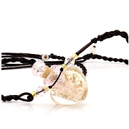 Lampwork Perfume Bottle Necklaces with Ropes, Heart, Pink, 22.05~28.35 inch(56~72cm), Pendant: 22x12x20, Capacity: 1ml(0.03fl. oz)(PW-WG33753-11)