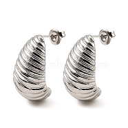304 Stainless Steel Stud Earrings for Women, Teardrop, Stainless Steel Color, 23.5~24x13.5mm(EJEW-G358-05P)