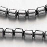 Electroplate Non-magnetic Synthetic Hematite Bead Strands, Column, Silver Plated, 6x6mm, Hole: 1mm, about 67pcs/strand, 15.7 inch(G-F300-28-01)